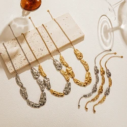 PRISCA | Geometric Necklace Women Stainless Steel Gold Plated Punk Jewelry Set Hip Hop New Design Wholesale