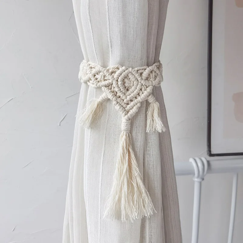 Bohemian Style Hand-woven Curtain Tie Rope With Beadfringe Farmhouse Decorative Pendant Curtain Tassel Strap Room Decor