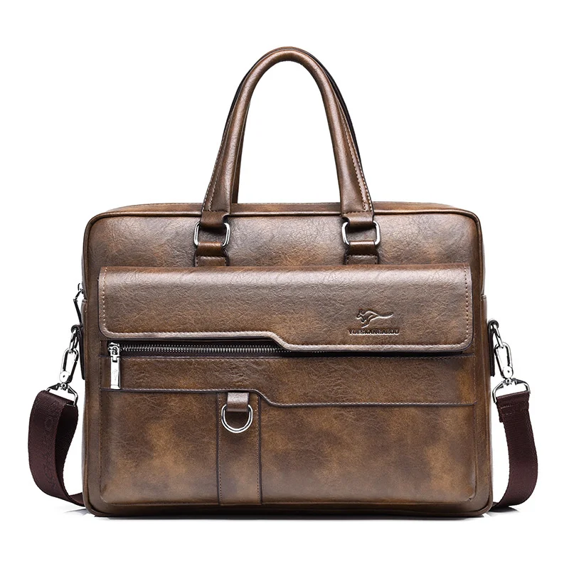 Horizontal Vintage Briefcases For Men Genuine Leather Handbag Luxury Male Shoulder Messenger Bag Business Laptop Tote Bag