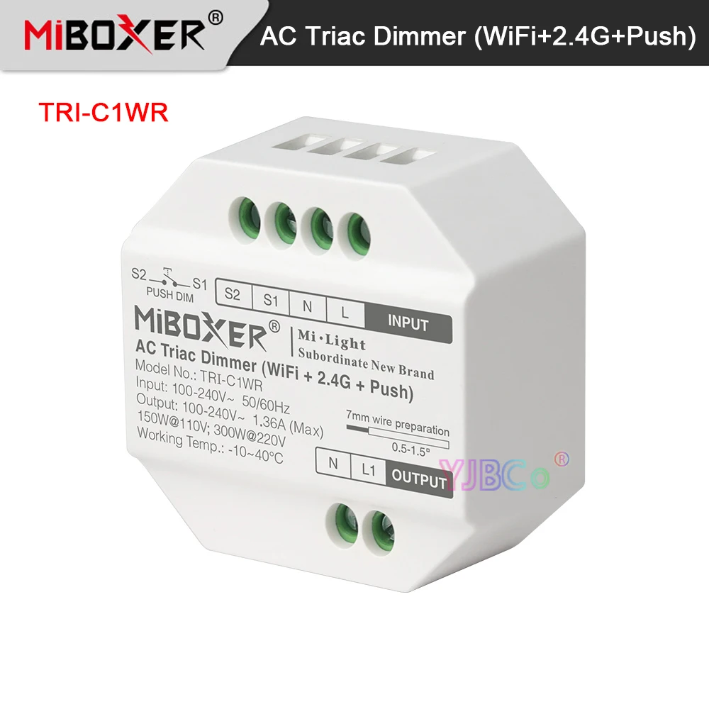 miboxer controle remoto sem fio para lampada de lampada tuya app wifi led triac rf interruptor push dimmer ac 110v 220v tri c1wr 24g 01