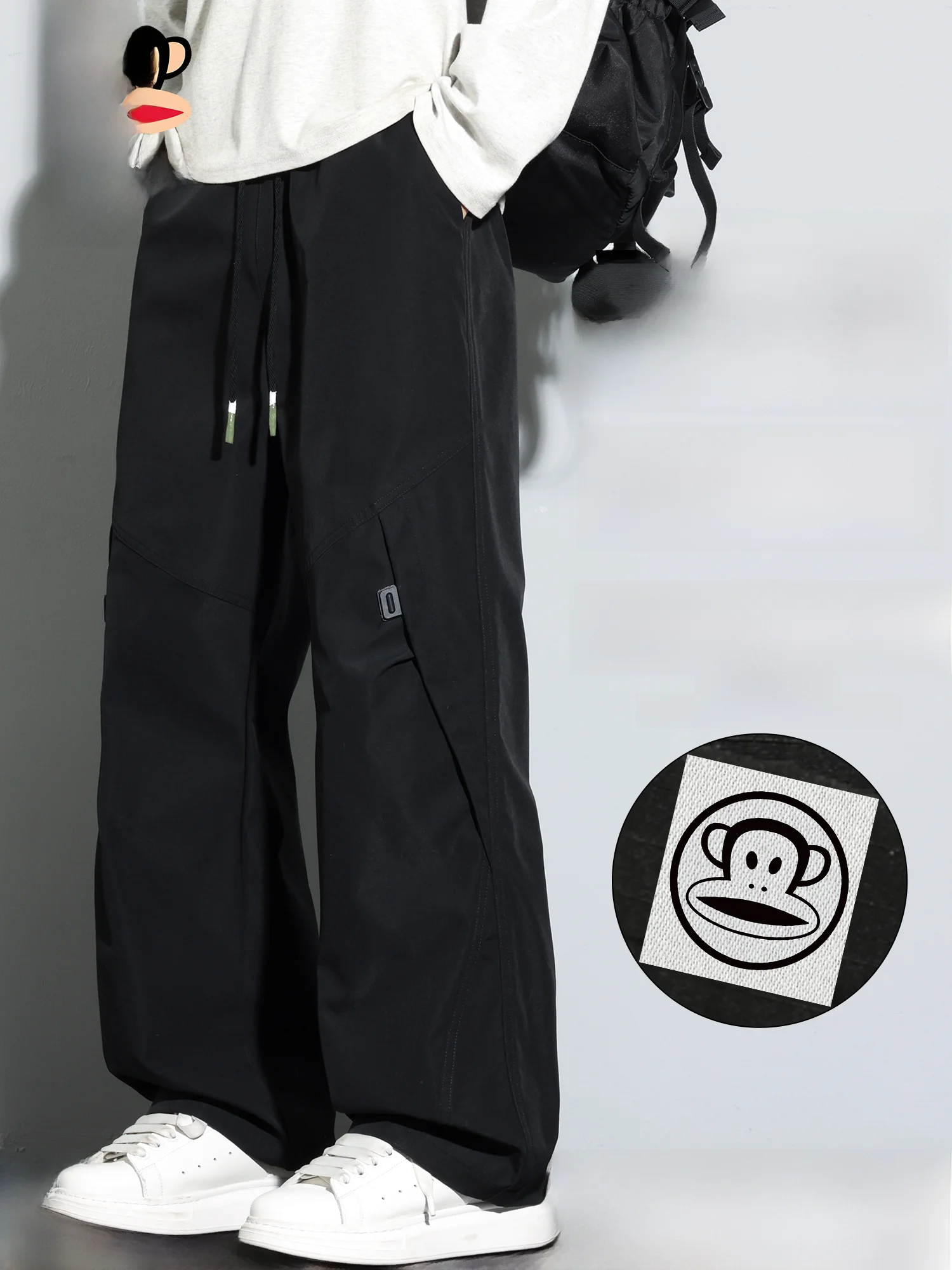 

Мужские повседневные брюки Paul Frank Pure Color свободного прямого кроя для работы, весна 2026, новые, удобные, из полиэфирного волокна