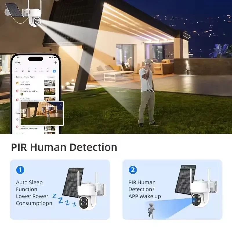 Jianvision 4 قنوات NVR شاشة 4MP Ip66 مقاومة للماء تعمل بالطاقة الشمسية واي فاي Ip Cctv كاميرا لاسلكية 360 واي فاي تعمل بالطاقة الشمسية