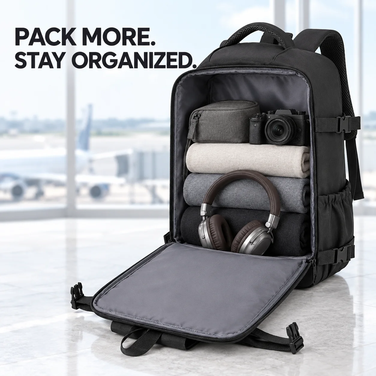 Carry On Travel Backpack for Men Women, Flight Bag with Shoe Compartment, 14 Inch Laptop Pocket, Luggage Strap, Weekender - view 5