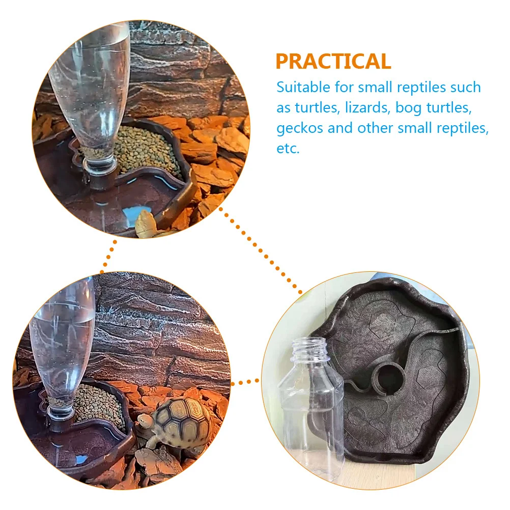 1 مجموعة وعاء مياه الزواحف موزع أوتوماتيكي مع مظهر طبيعي وعاء تغذية سطح أملس لخزان التنين الملتحي ليوبارد أبو بريص
