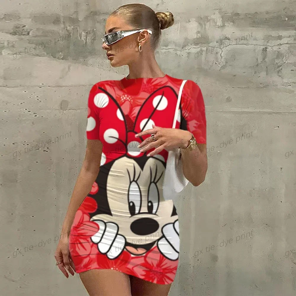 

2023 Summer Disney Minnie Mickey Mouse Dress Women's Tank Top Bodycon Mini Club Dress Dresses Casual Elegant Sheath Slim Dress