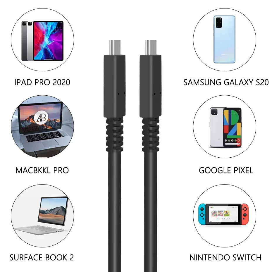 كابل USB-C إلى USB-C بسرعة 20 جيجابت في الثانية 4K 60 هرتز USB 3.2 Gen 2 Type C Emarker سلك يصل إلى 100 وات شحن للكمبيوتر Iphone قصير 40 سم