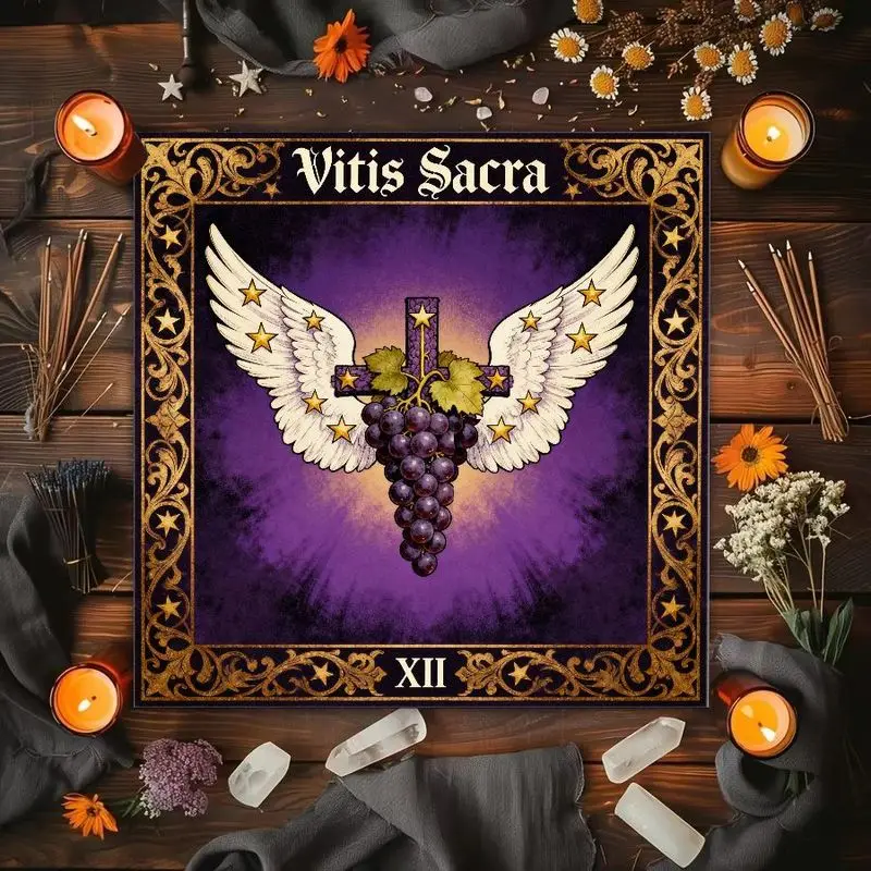 VIKAMA Zodiac Star Chart Neon Zodiac Signs Wings Cross Grape Altar Cloth Tarot Card Tablecloth Wicka Divination Meditation Decor
