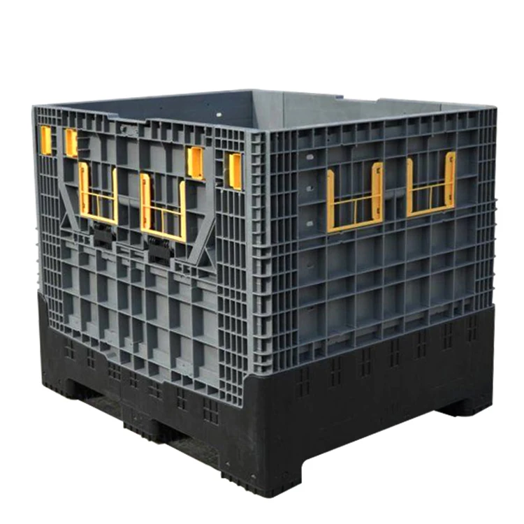 1200*1000*1000mm 4000KG static load folding industry plastic pallet box with folding doors