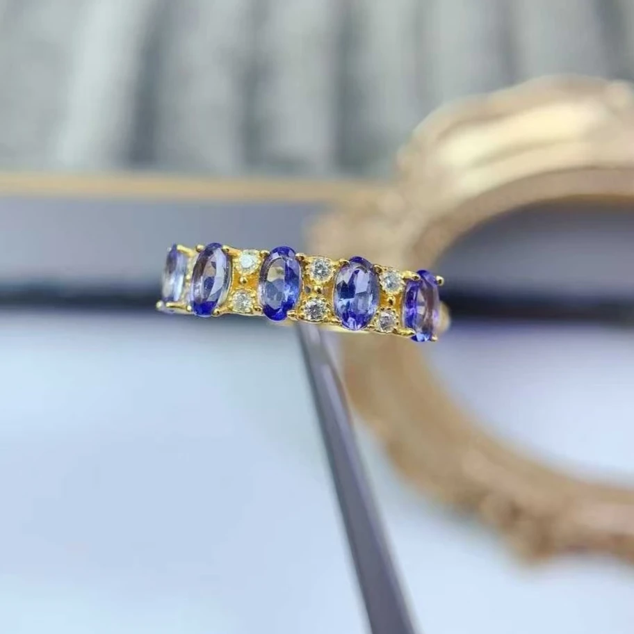 

Серебряное кольцо 925 пробы, кольцо с натуральным танзанитом, 3 мм * 5 мм, VVS класс, ювелирные изделия с танзанитом, кольцо из стерлингового серебра для повседневного ношения