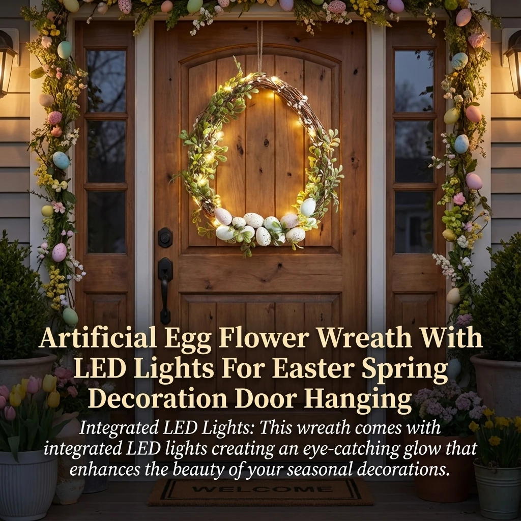 

Luminous Easter Wreath Creative Egg Shaped Decorative Garland Pendant For Garden Gate Door Window Wall Festival Decorations 2026