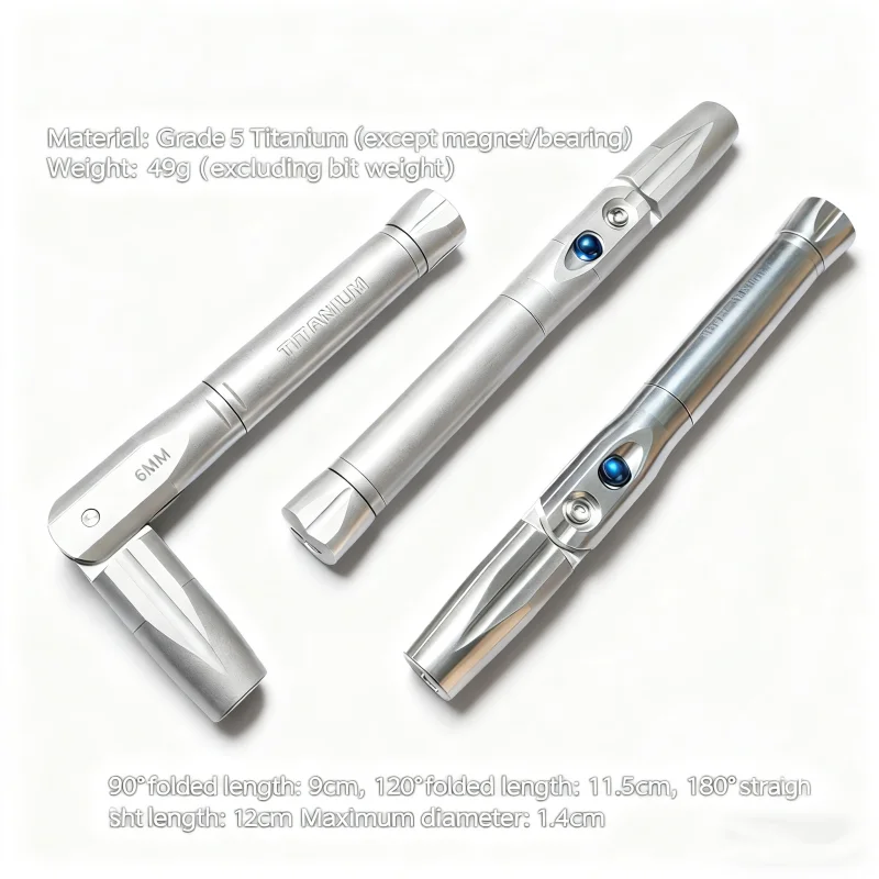 EDC Titanium Alloy Folding Palm Screwdriver with 6mm Hex Bits, Bearing Spinner, Multi-Angle