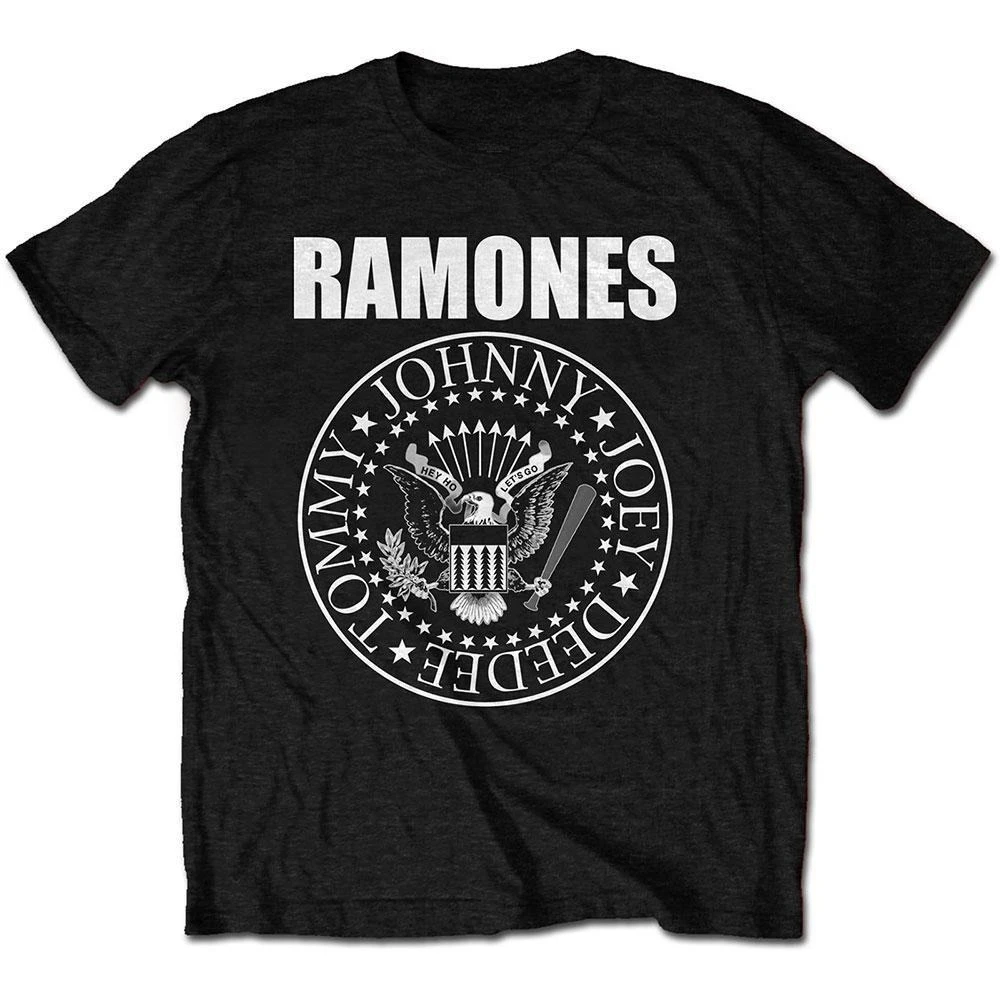 Camiseta de Algodão com Estampa do Selo Presidencial dos Ramones, Estilo Punk Rock, Unissex, Gola Redonda, Manga Curta para Fãs de Punk