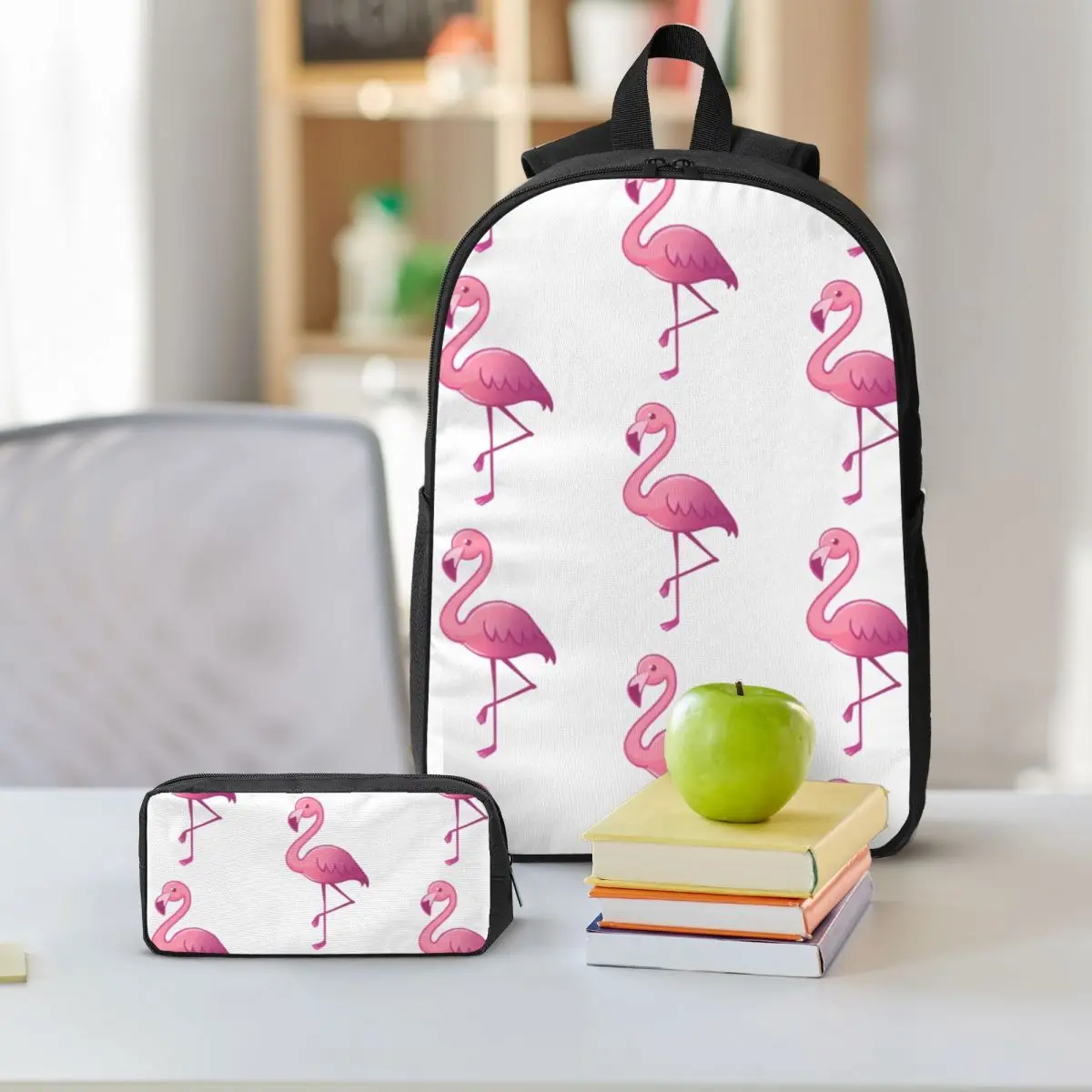 Flamingo Backpack Student Boys Girls BookBag School Bag Computer Shoulder Bags 3ps Insulated Lunch Bag Pencil Case