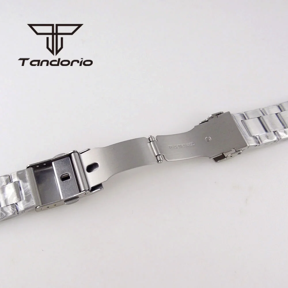 New Curved End Stainless Steel Watch Bracelet Folding Clasp Fit for Tandorio 62mas Diving Wristwatch