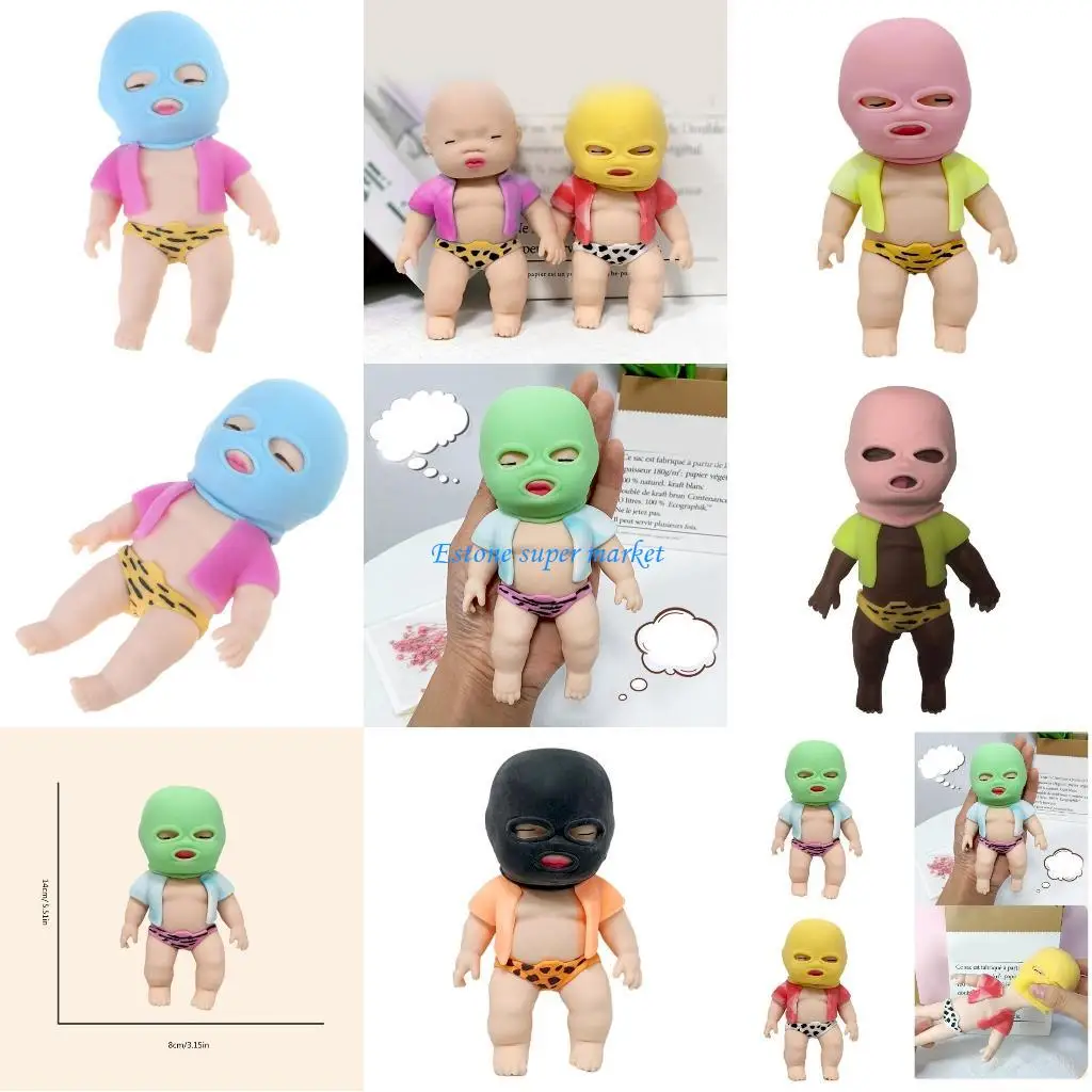 090B Knijpbaar speelgoed TPR-palmpop Mooie gemaskerde babypop Speelgoed Kantoor Ontspannend speelgoed