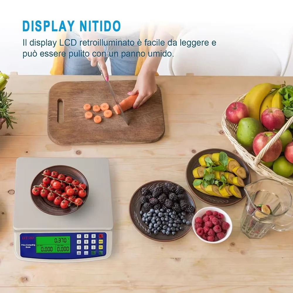 Balança Eletrônica 30KG /1G, Balança Digital de Alta Precisão com LCD, Balança de Plataforma para Cozinha, Recarregável/Bateria, Balanças para Alimentos