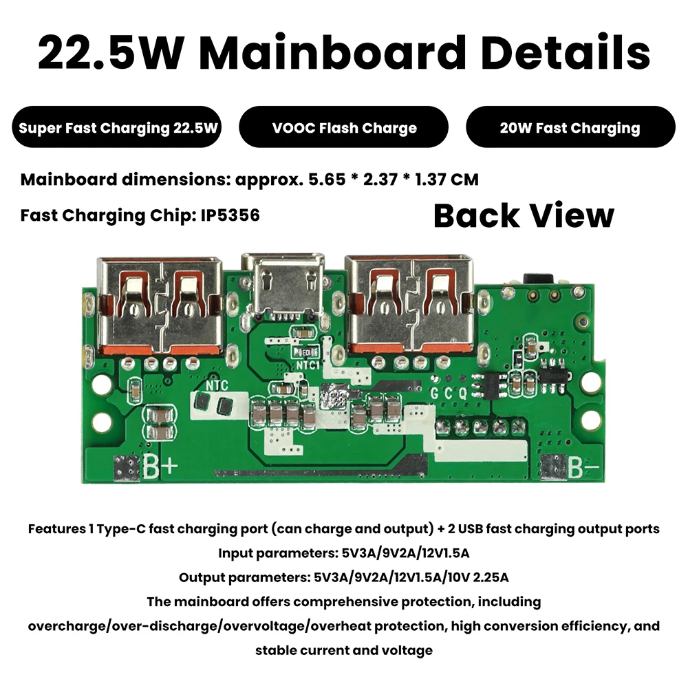 20000mAh Schnellladepowerbank DIY-Kit 22,5W mit 1260110 Batteriegehäuse Schwarz Weiß Powerbank-Bausatz – Detail 11