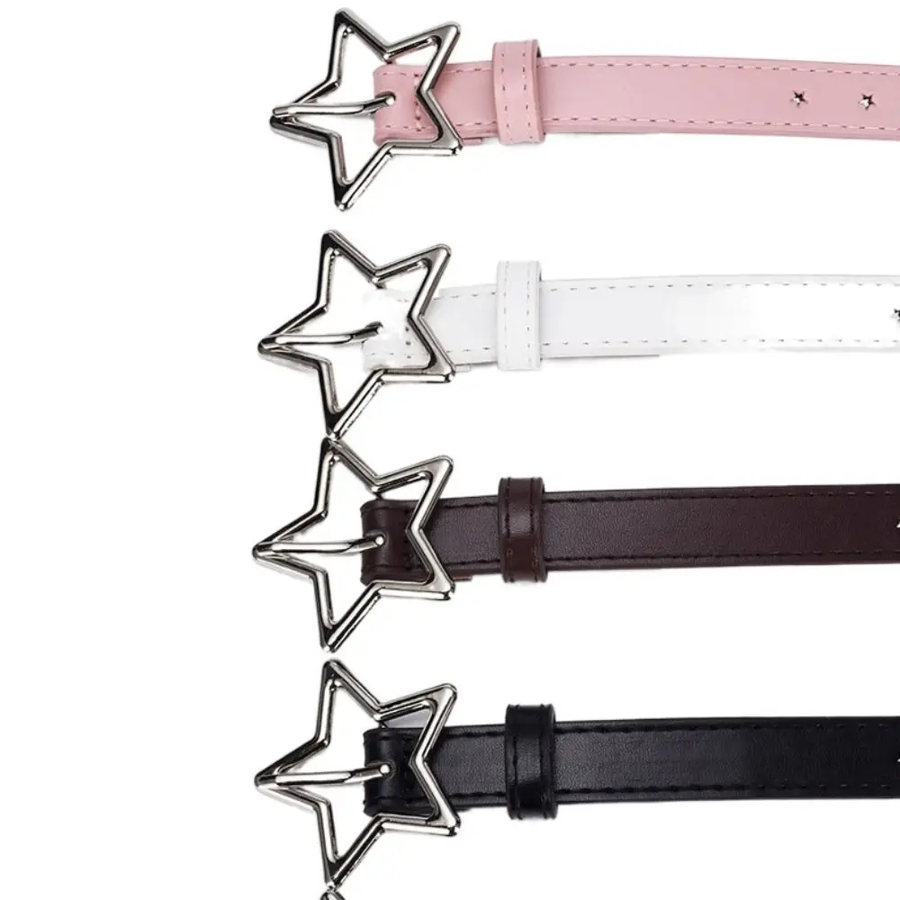 Ins Heart Five-point Star Waistband Adjustable Metal Buckle Star Belt Thin Waistbands Women Waist Belt Men