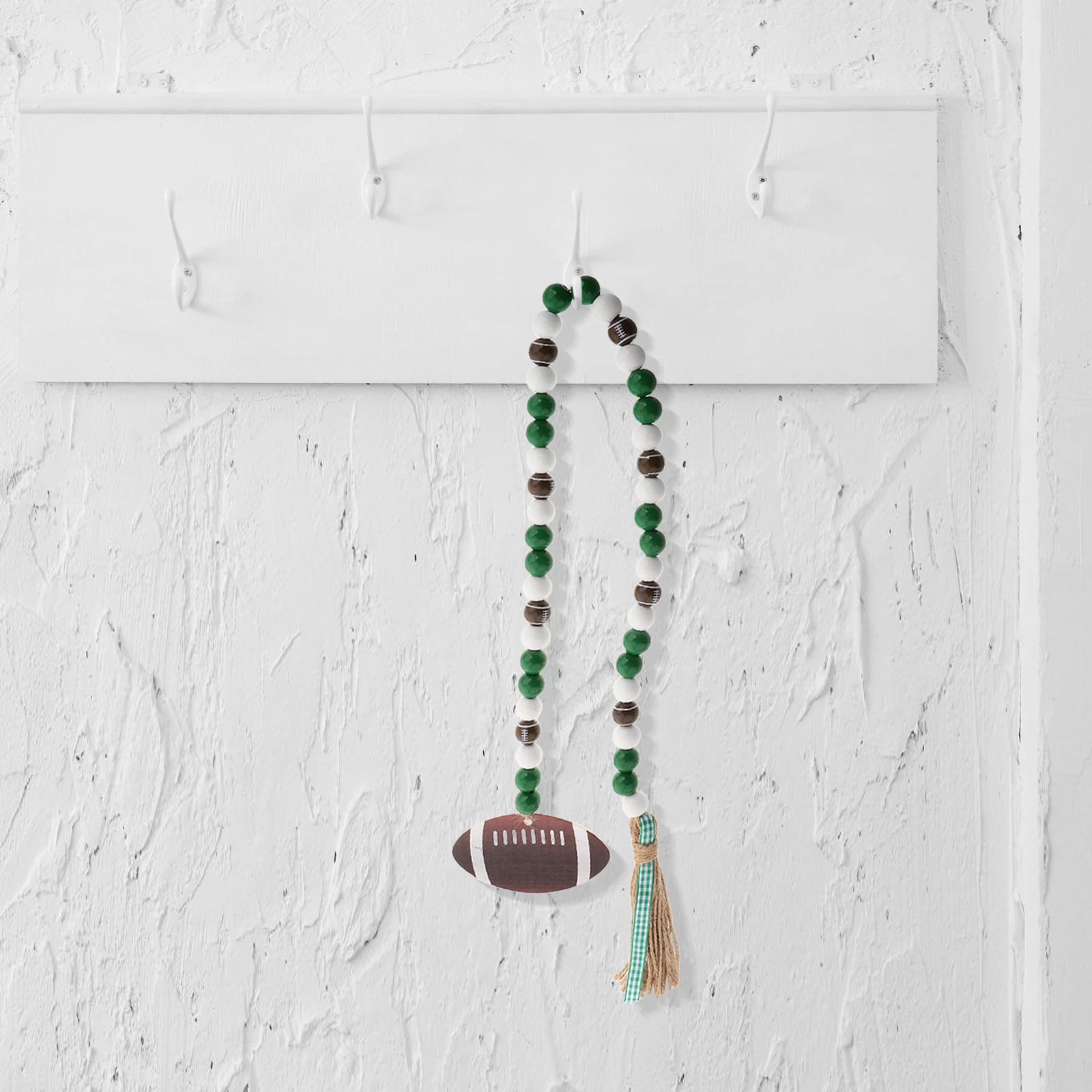 

Farmhouse Rustic Bead Garland Wooden Craft Beads Tassel Banner DIY Home Decor Creative Design Standout Individuality