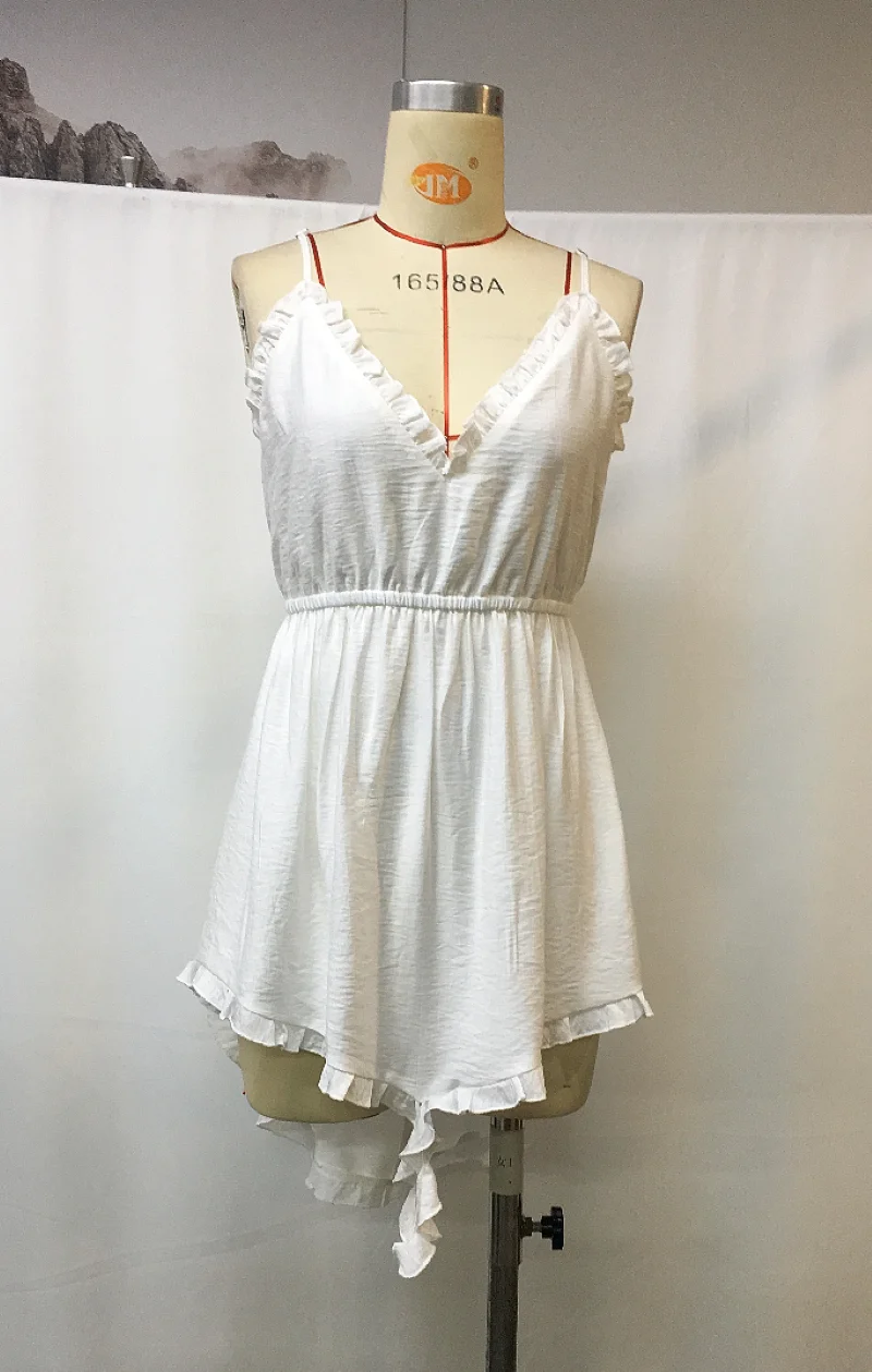 فستان نسائي أنيق على شاطئ البحر لعام 2025 بحمالات مزيفة وتنورة قصيرة لركوب الأمواج مثير بدون أكمام للصيف وحفلات الشاطئ والعطلات