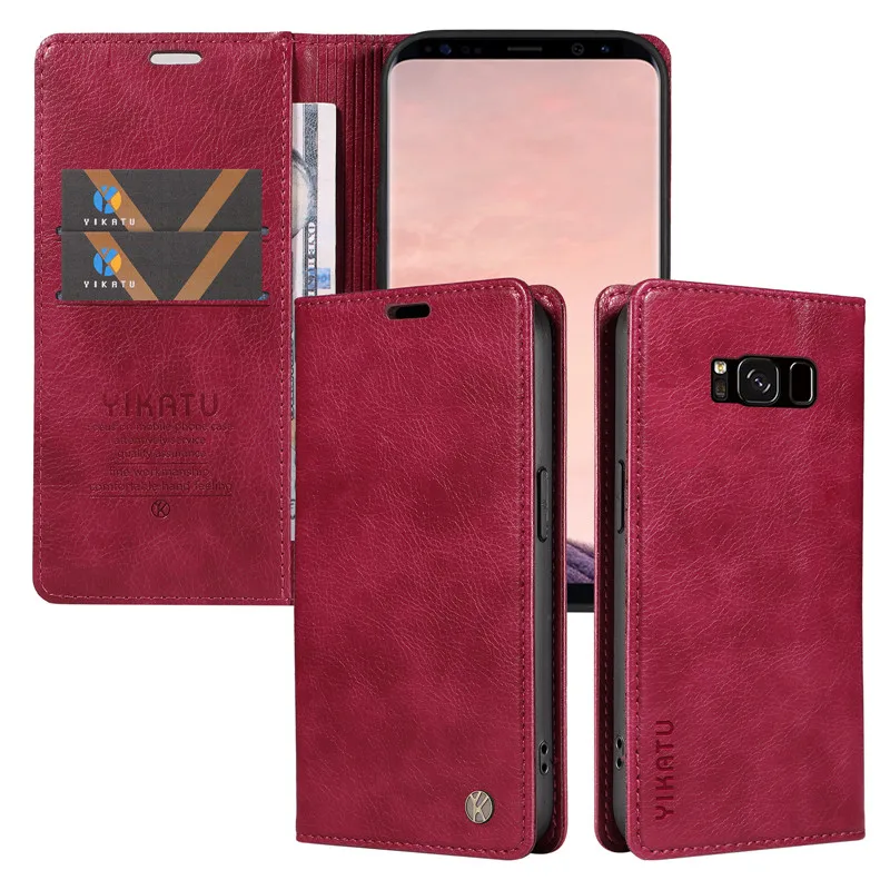 Wallet Magnetic Flip Leather Case For Samsung Galaxy S8+ S8 Plus S8Plus G955F G950F GalaxyS8 Coque Shockproof Phone Stand Cover