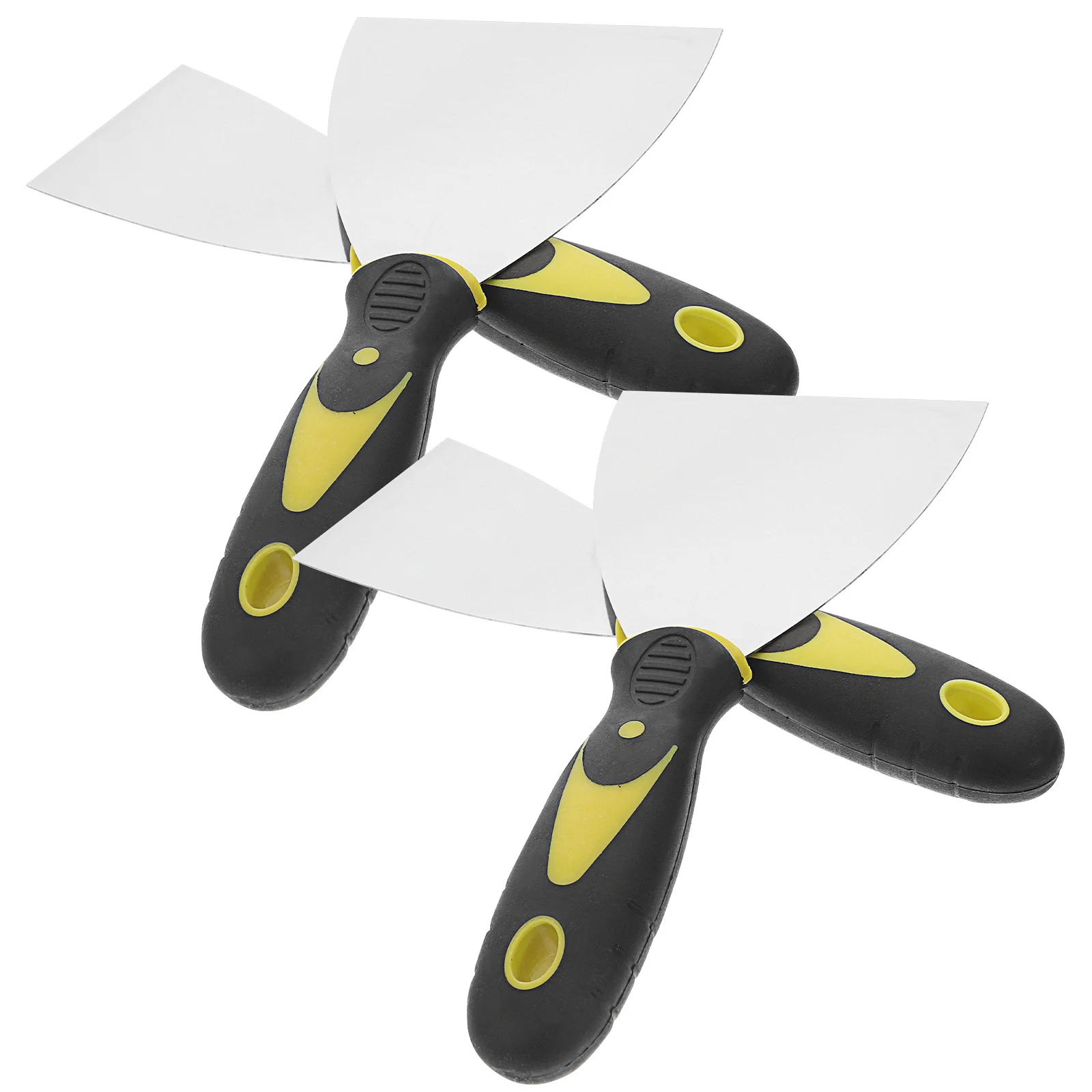 Raspador de pintura de acero inoxidable, espátula de doble mango de 2,5 pulgadas y 4 pulgadas para reparación de paredes, herramienta de eliminación de papel tapiz para parches de paneles de yeso, 4 Uds.