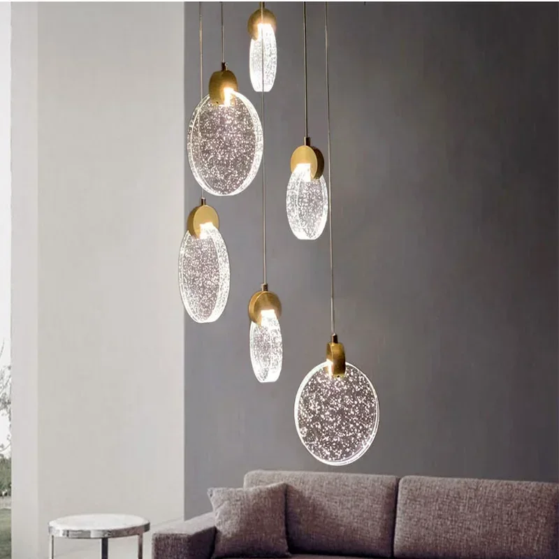 Modern Led Crystal Pendant Lighting for Bedroom Bedside Bathroom Hanging Lights Ceiling Decoration Lamp Indoor Glass Round