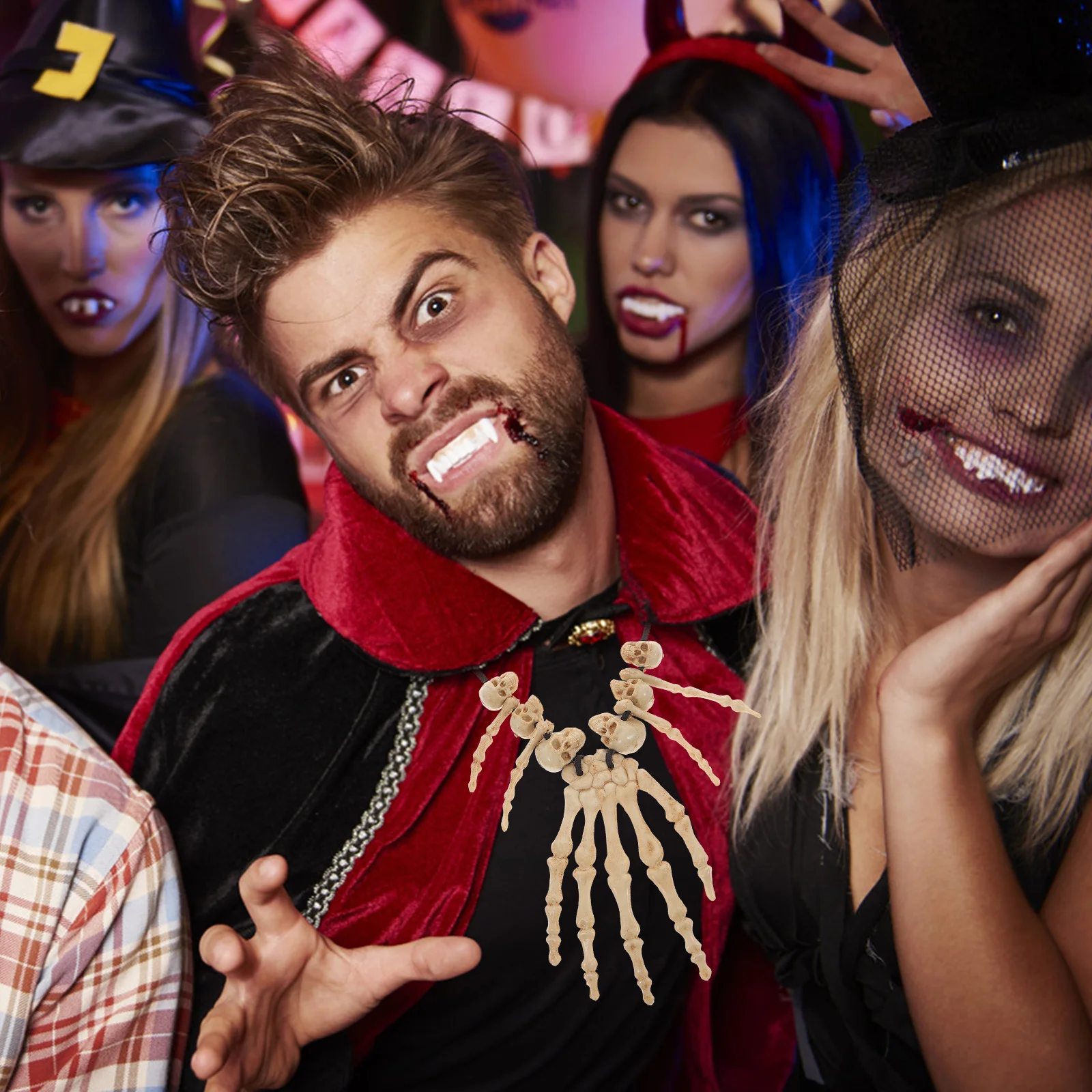 Винтажное ожерелье со скелетом, для костюмированных вечеринок