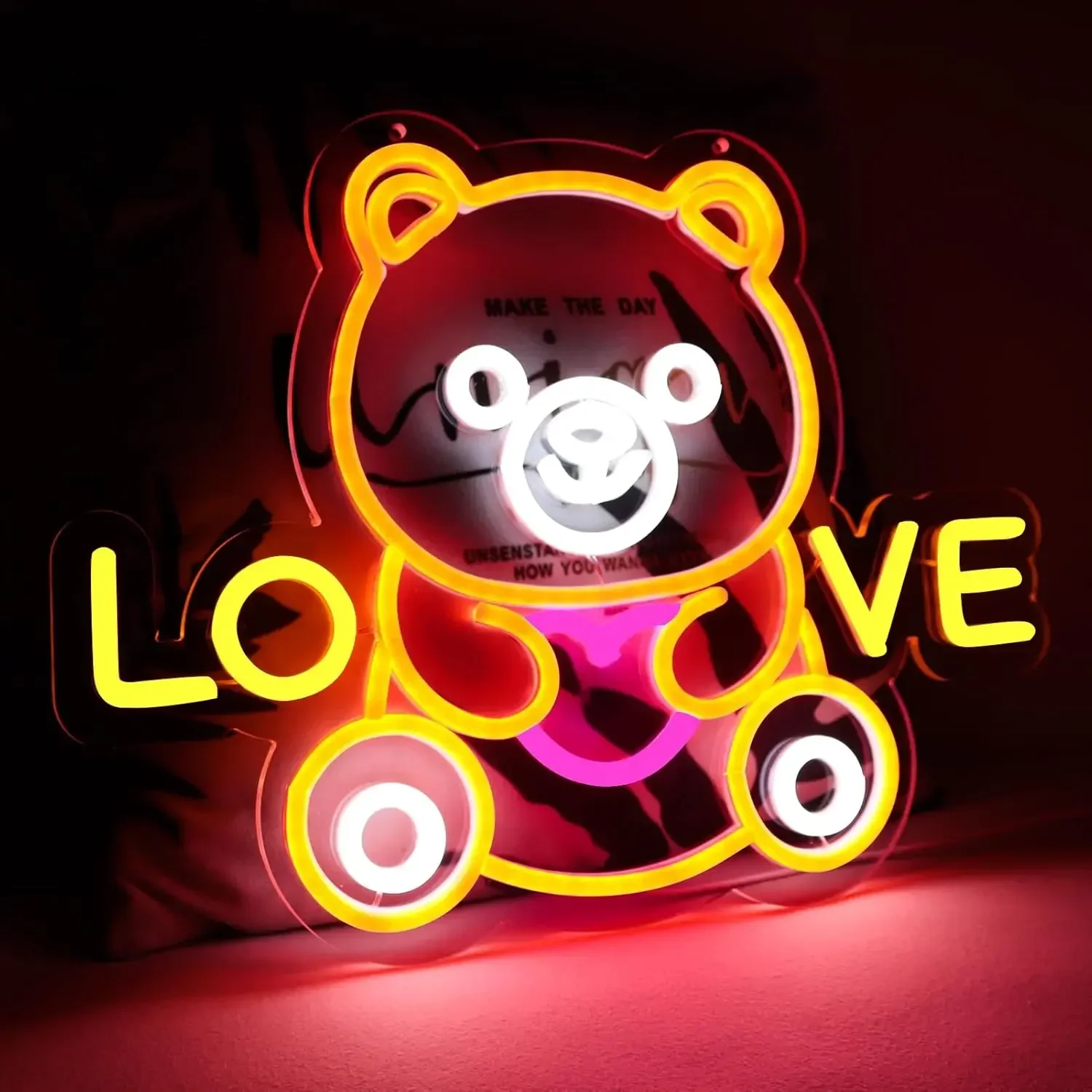 Teddy Bear Led Neon Light Sign USB Powered Aesthetics Neon Sign For Wall Decor Room Party Cute Wall Art Decor Birthday Gift