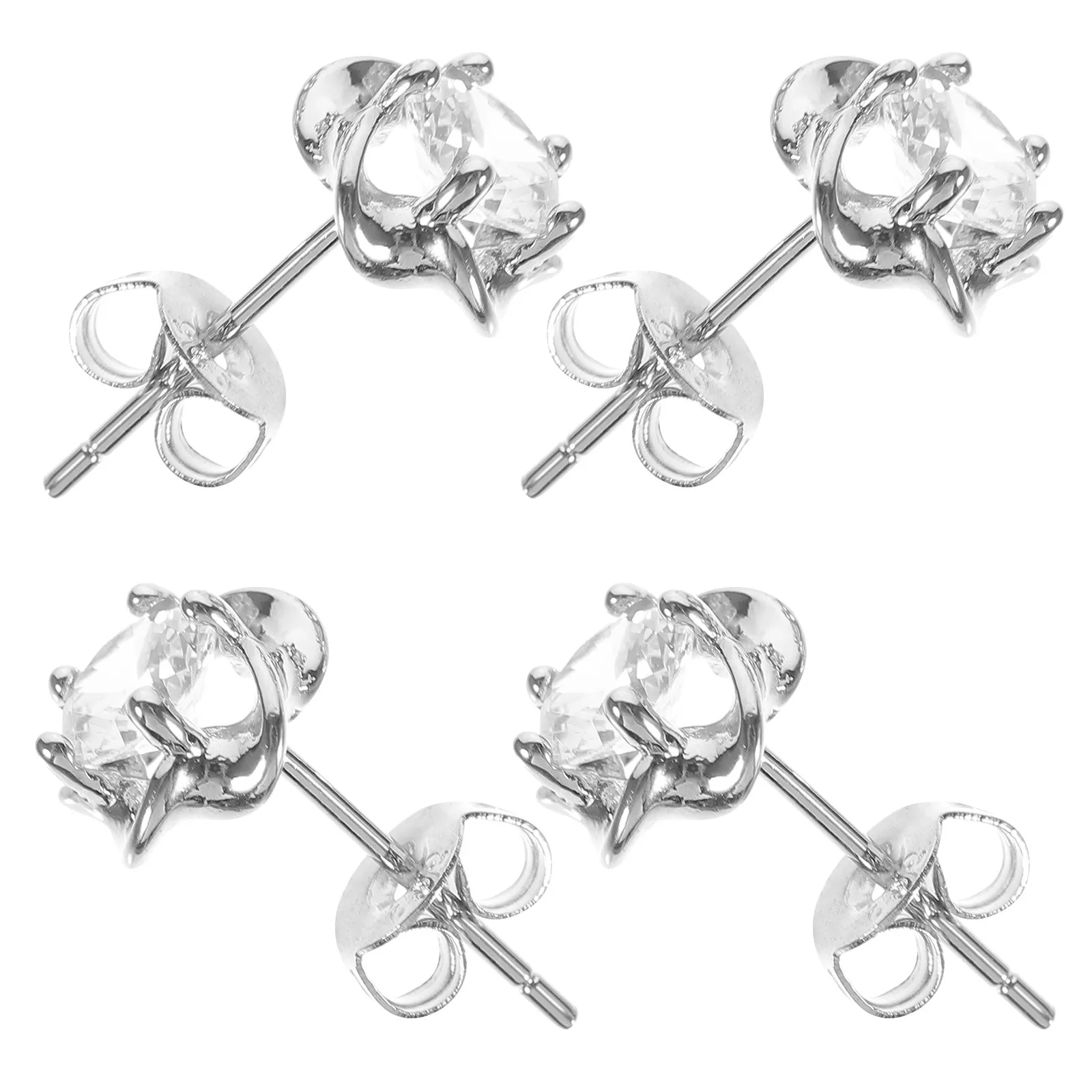 4Pcs Minimalist Silver Women Earrings Creative Shape Lightweight Comfortable Daily Wear Jewelry Gift for Friends Colleagues