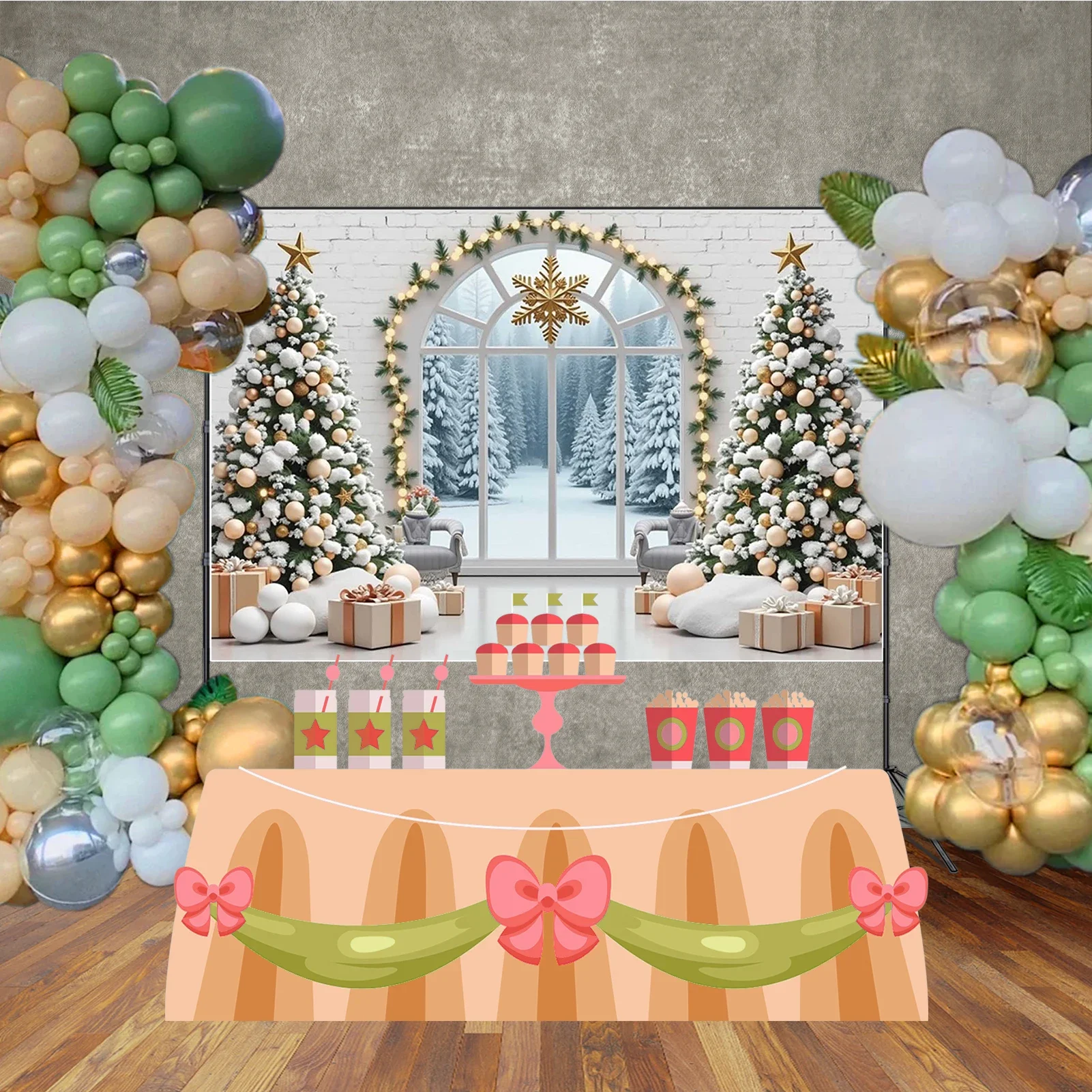 MOON.QG قوس بريق أشجار عيد الميلاد باب زينة حفلة عيد الميلاد الخلفيات لخلفيات التصوير الفوتوغرافي استوديو الصور فوتوزون