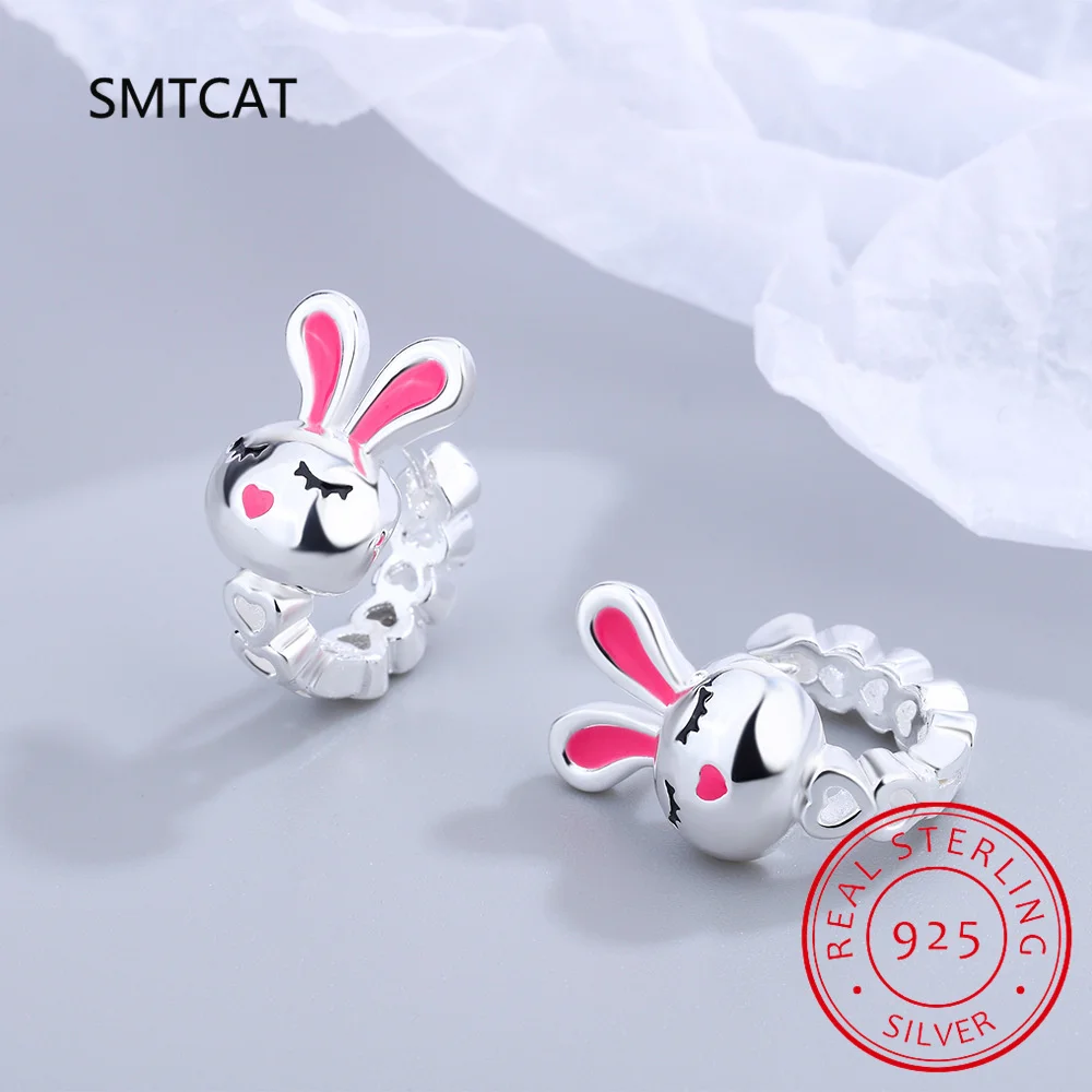 Baby Princess 925 Silver Heart Ear Buckles Cute Rabbit Hoop Earring For Girl Child Woman Beautiful Aros Huggies Earring Jewelry