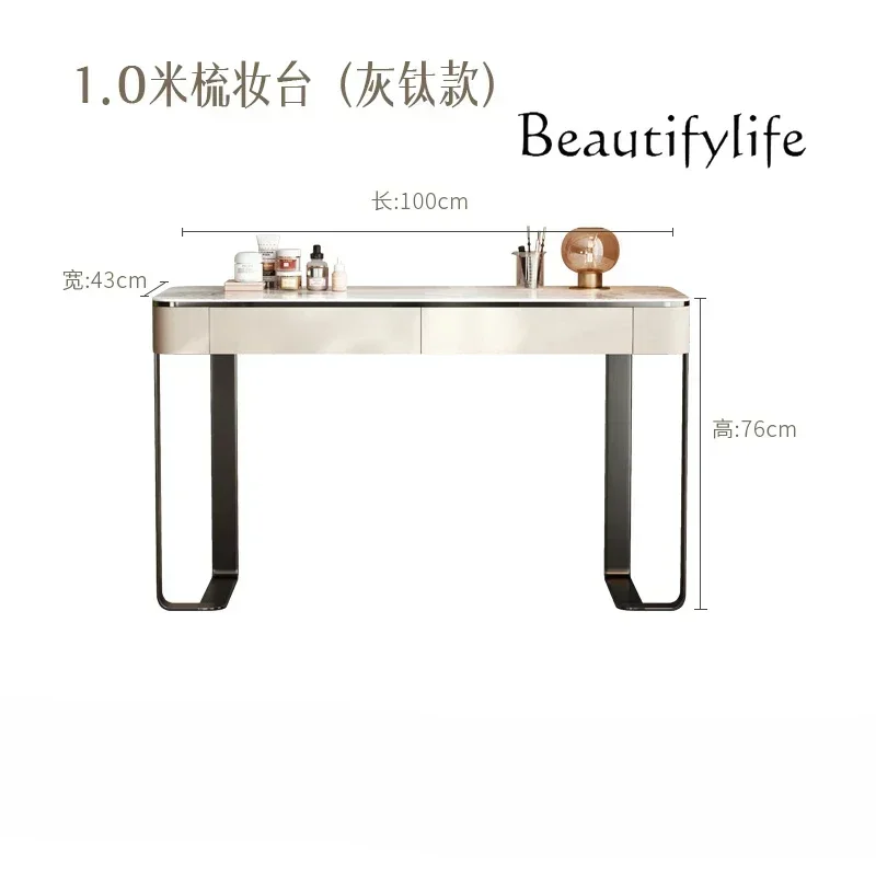 X Italian Minimalist Solid Wood Dresser Modern Minimalist Art Wind Rock Slab Makeup New Light Luxury Bedroom Small Desk
