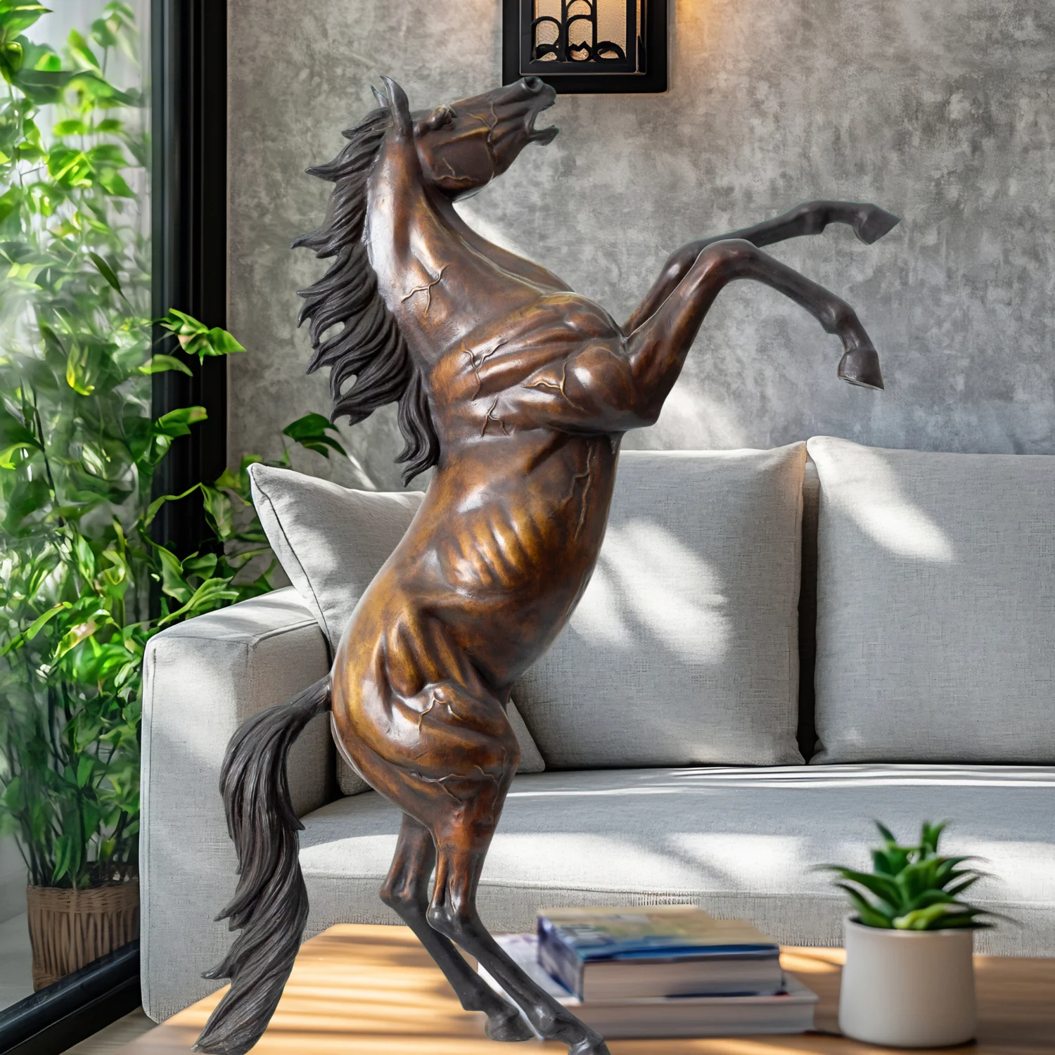 Estatua de caballo saltador de bronce de 60cm, escultura de caballo de cría fundida, decoración del jardín del hogar, colecciones de sangre pura, regalos para amantes de los animales