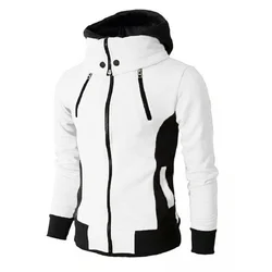 Kurtki męskie z zamkiem błyskawicznym Jesień Zima Casual Fleece Coats Bomber Jacket Scarf Collar Fashion Hooded Male Outwear Slim Fit Hoody