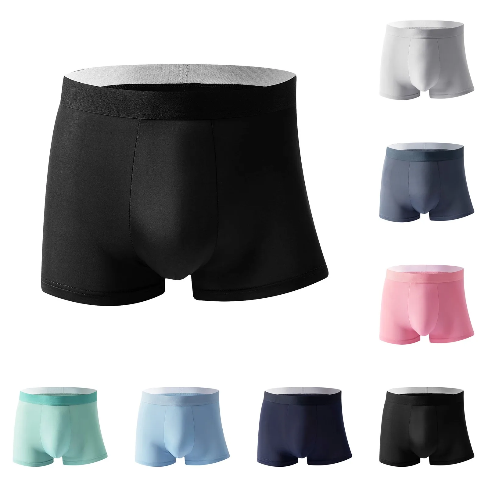 Man Ice Silk Seamless Briefs High Waist Solid Color Loose Underpants Breathable Comfortable Oversize Bikini Swimming Underpants