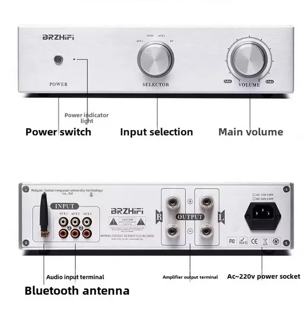 HIFI ad alta potenza PA-425 Pellicola spessa Bluetooth 5.3 Puro stadio posteriore Home DesktopAmplifier 130W + 130W