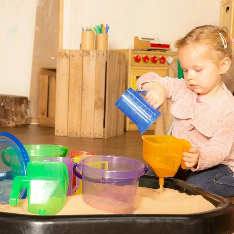 6 قطع اللعب الحسية قياس أباريق لطفل رمال المياه الملونة بلعب كأس الكأس أداة التعلم لرياض الأطفال L8RB #5