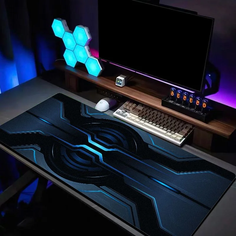 

VIKAMA Tech Neon Gaming Mouse Pad Large Desk Mat Non Slip Washable Cyberpunk Pattern for Gamer Office Desk Accessories