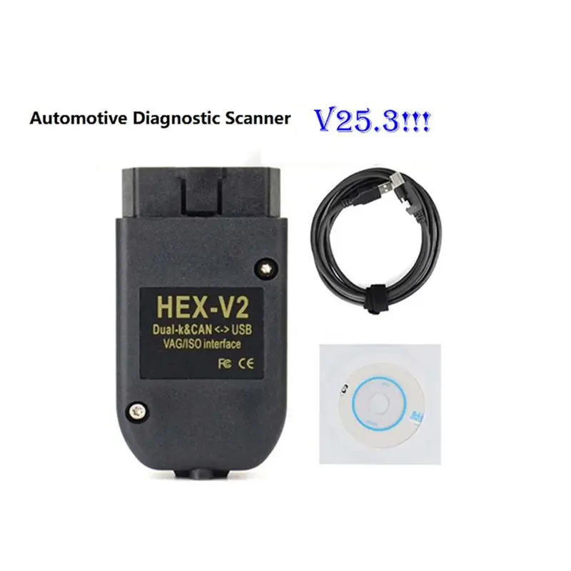 【Price Drop !!】-2X Newest FT232 V25.3 VAG Scanner Tool VAG KKL VCDS Cable OBD2 Diagnostic Cable OBD2 Scanner HEX V2