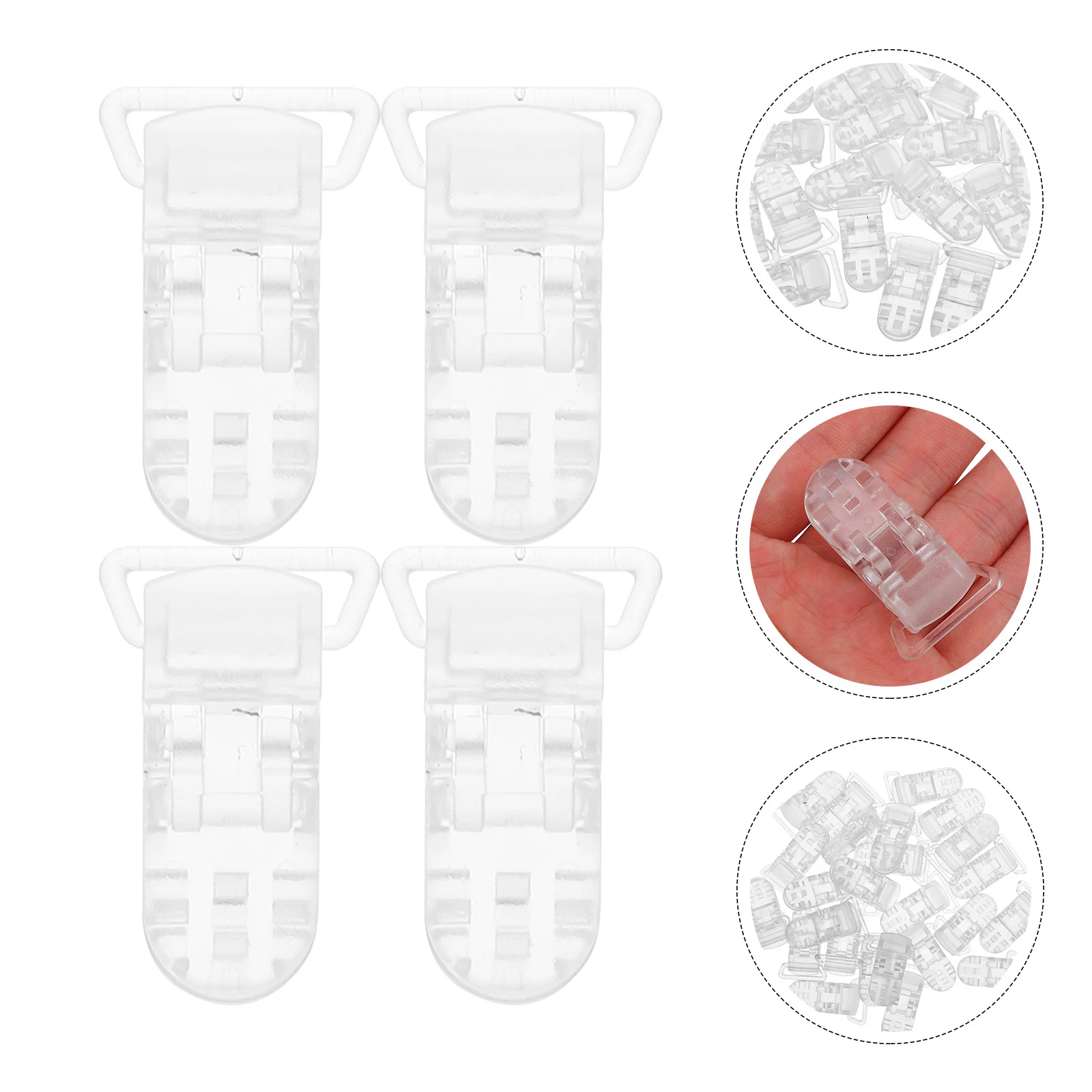 25 Pcs T-shaped Clear Plastic Baby Pacifier Clips Badge Clips for Making Clips Straps Transparent