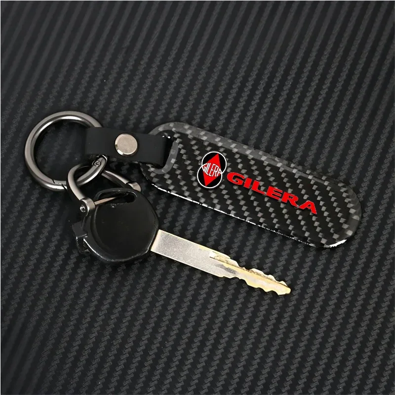 Motorcycle Brand Certified Carbon Fiber Keychain For Gilera GP800 Fuoco Nexus 500 Runner 50 125 200 Gift Accessories Custom LOGO