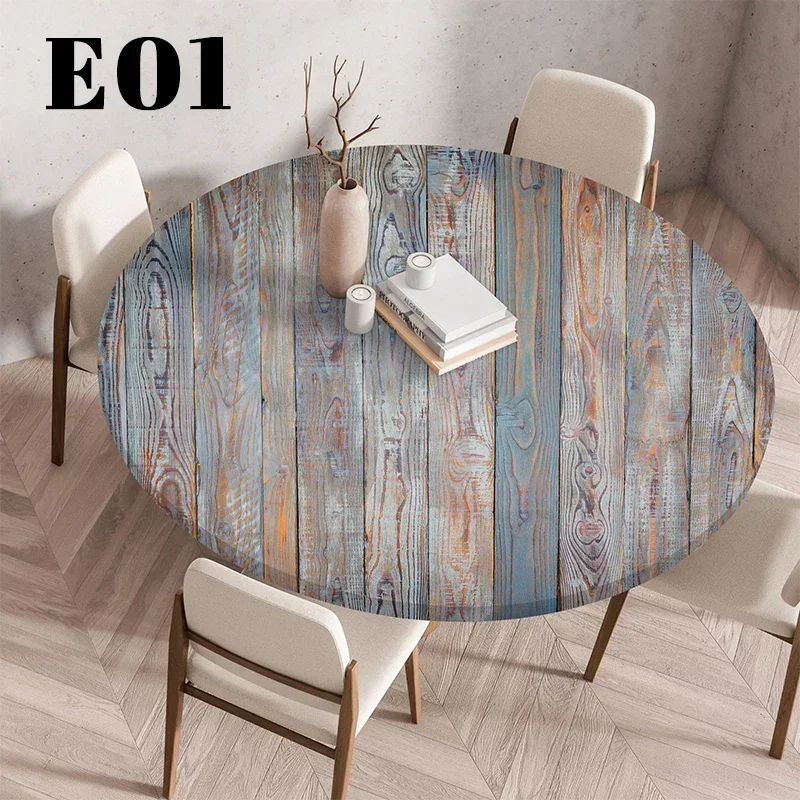 60/90/120Cm Waterproof Round Tablecloth Table Cover Oil-Proof Elastic Kitchen Dining Wedding Party Table Cover Home Decoration