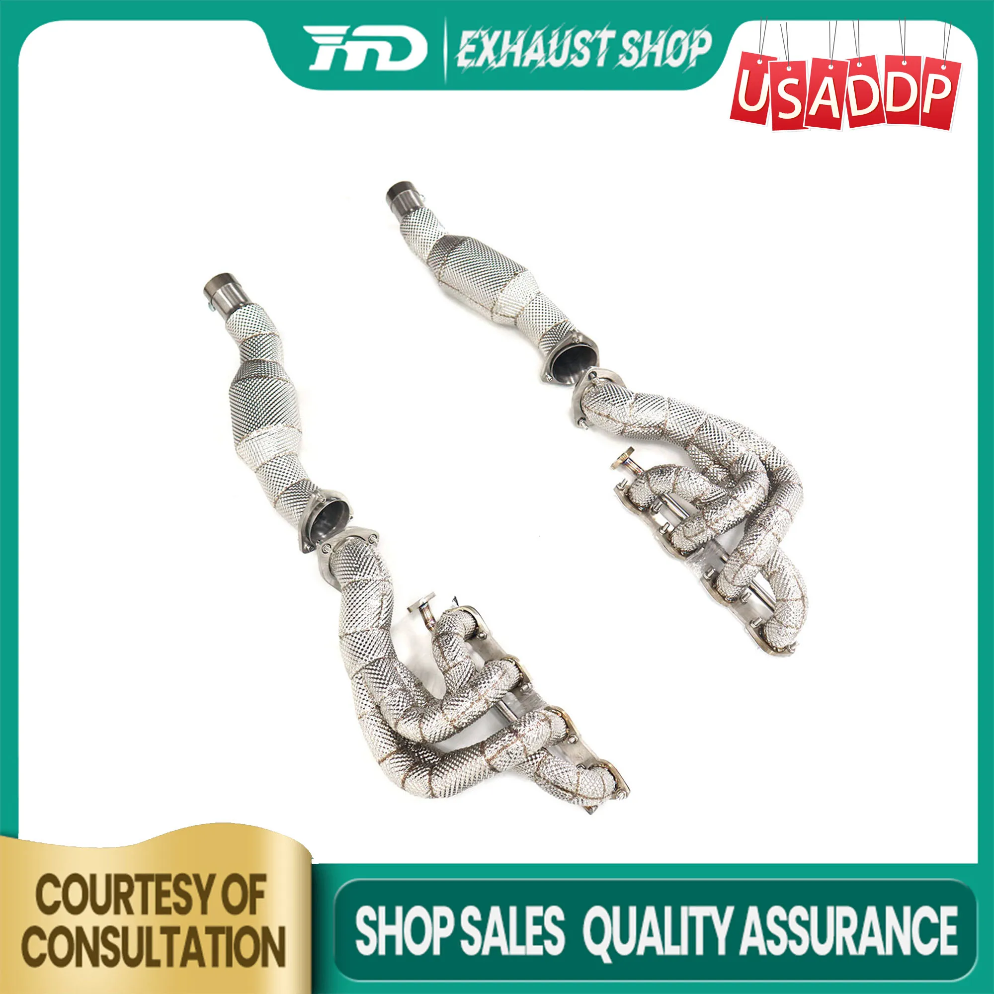 

SS304 Downpipe for Ferrari F430 SC Heat shields Exhaust system Sounds good with/without Catalytic Converter Manifold