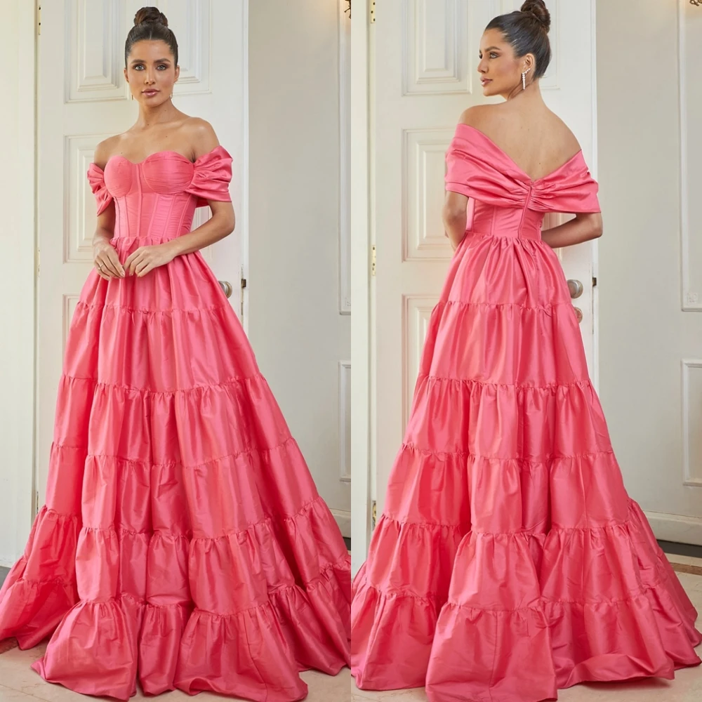 Aangepaste moderne lieverd avondjurk luxe off-the-shoulder homecoming-jurken temperament satijn op maat gemaakte gelegenheidsjurken