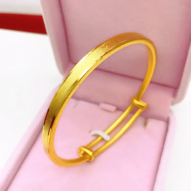 Imitatie verguld 100% 24K echt goud 18K armband Push-Pull verguld puur goud Decoratie Frosted Bangle Sieraden Damesarmband