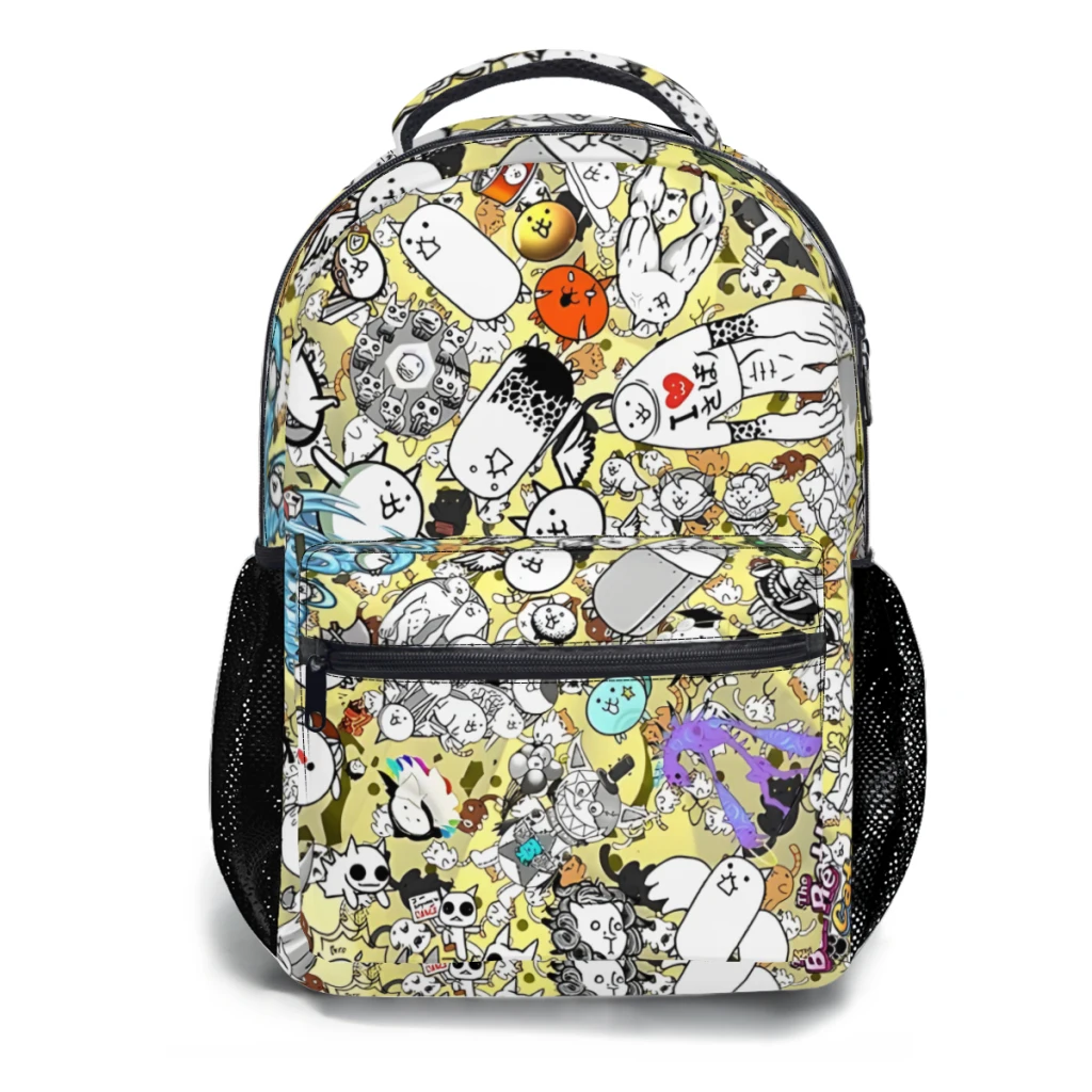 Lekki, swobodny tornister dla dzieci z nadrukiem kotów bojowych Plecak młodzieżowy Anime Cartoon Schoolbag