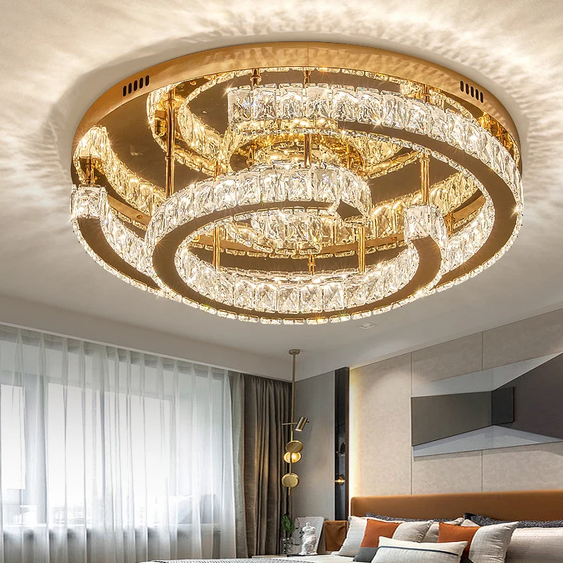 

Modern Light Luxury Gold Ceiling Ceiling Ceiling LED Crystal Light Home Living Room Master Bedroom Dining Room Kitchen Lighting