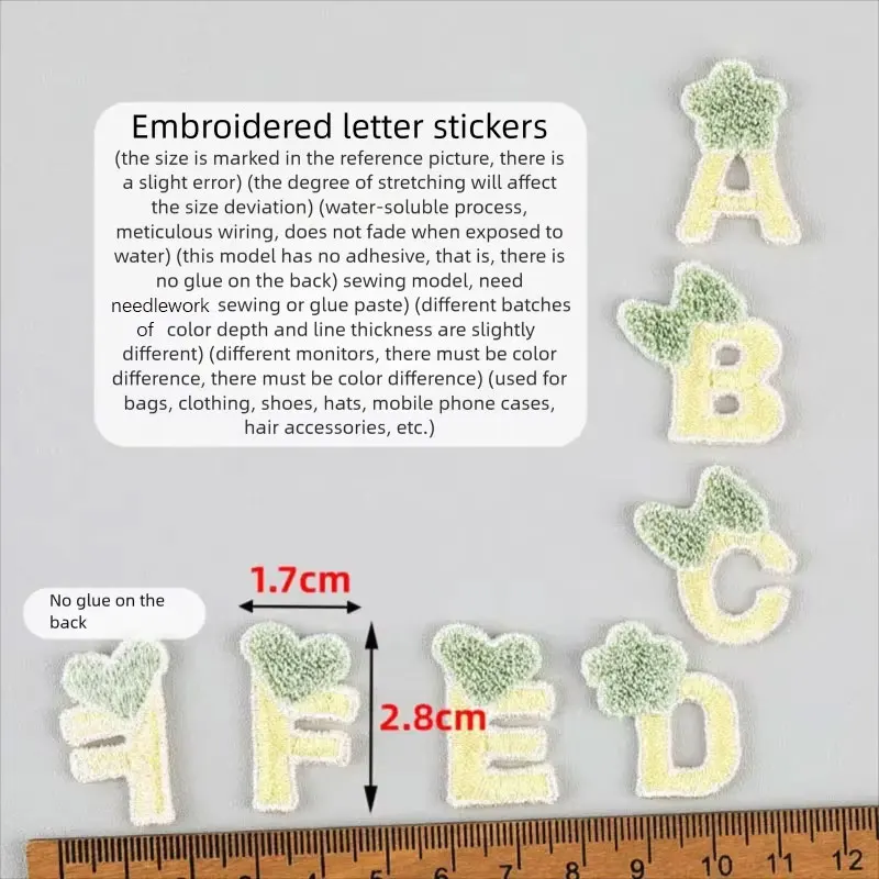 10 Stück 3D-Buchstaben-Handtuch-Stickapplikationen für Haarspangen, Schuhe, Leggings, Socken, Accessoires, Aufnäher – Detail 5
