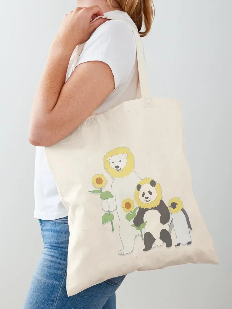 Shirokuma Cafe - Panda, Penguin, Polar Bear: Sunflower Edition Tote Bag Handbags cute pouch bag tote bag university